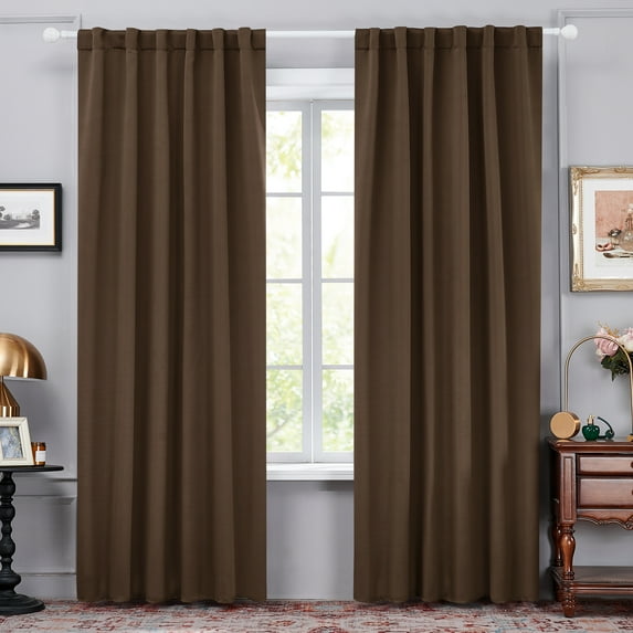 Deconovo Rod Pocket and Back Tab Blackout Curtains Thermal Insulated Window Curtain Blackout Panels for Dining Room 52x84 inch Brown 2 Panels