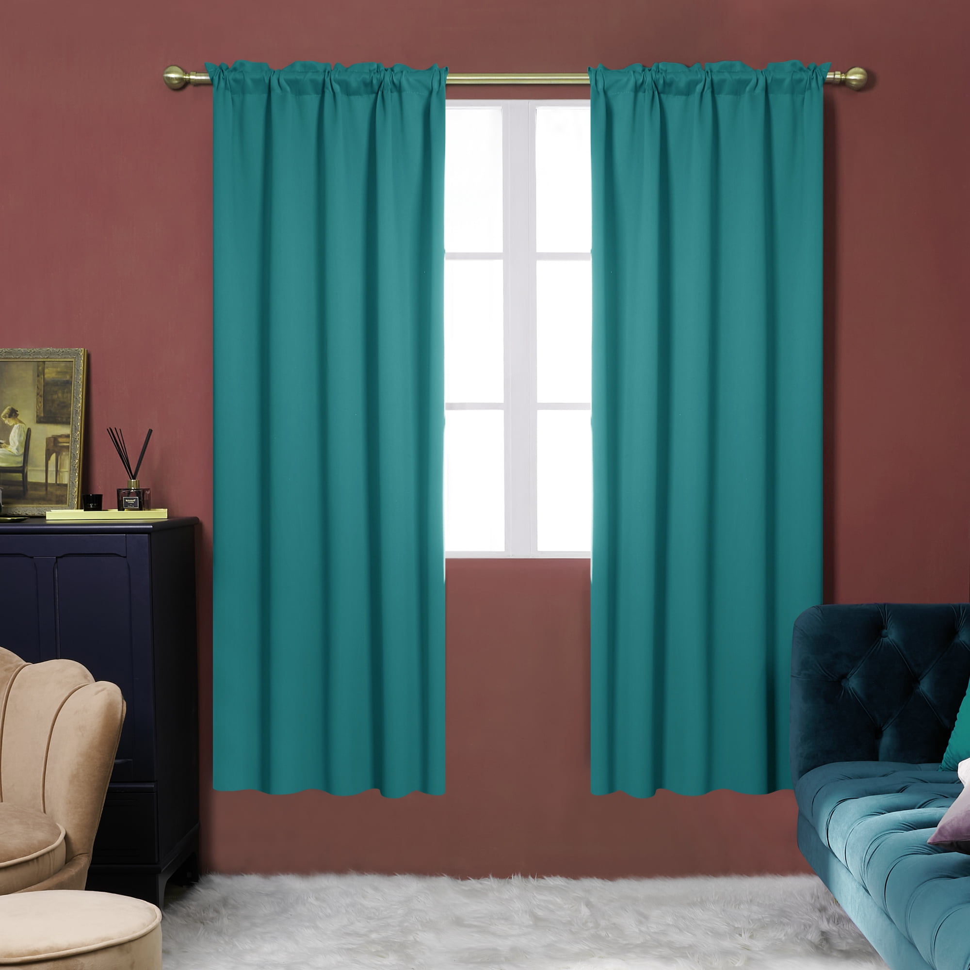 Deconovo Room Darkening Blackout Curtains 84 inch Rod Pocket Soundproof ...
