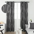 thumbnail image 1 of Deconovo Room Darkening Blackout Curtains for Kitchen, Silver Wave Striped Grommet Window Curtains (42 x 45 inch, Dark Gray, 2 Panels), 1 of 9