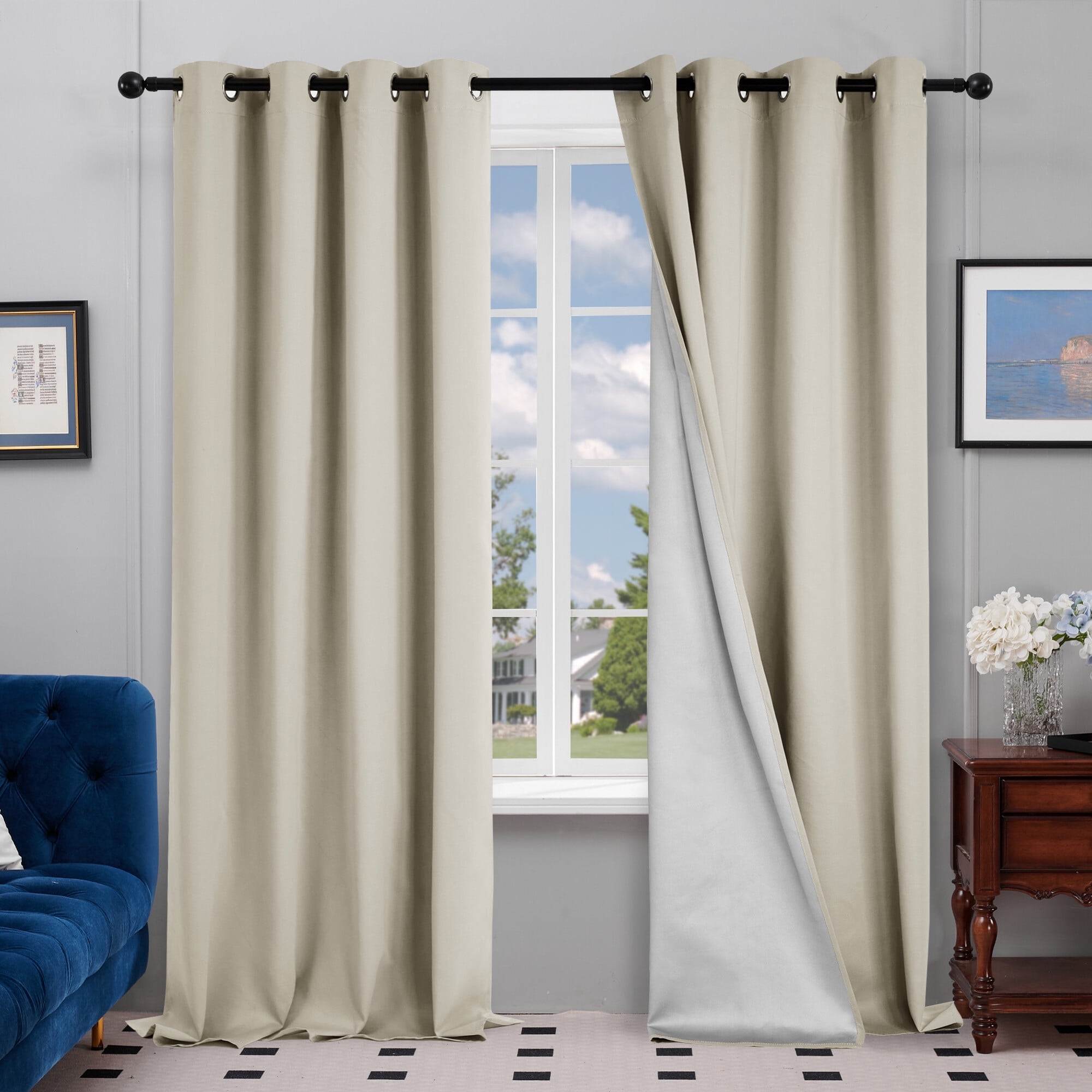 Deconovo Blackout Curtains, 52x84 inch, Light Beige, 2 Panels, Room ...