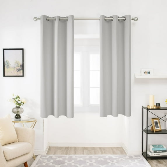 Deconovo Room Darkening Curtain Blackout Curtains for Bedroom 42x45 inch Greyish White Set of 2