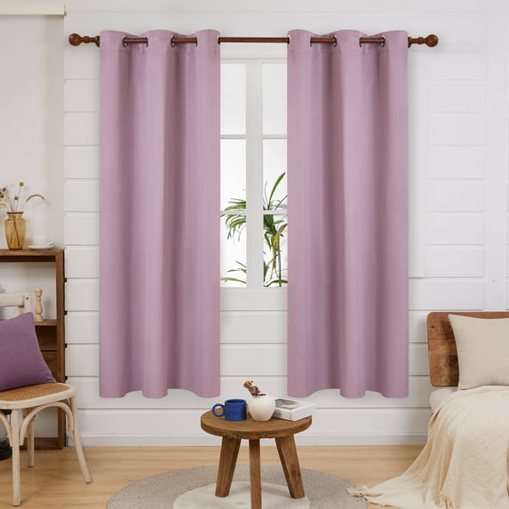Deconovo Room Darkening Curtain Thermal Insulated Grommet Noise Reducing Curtains for Kids Room Lavender 38 x 63 inch 2 Panels