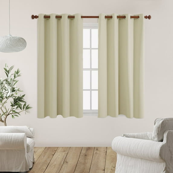 Deconovo Room Darkening Curtains 2 Panels Grommet Curtain Panels Thermal Insulated Blackout Curtains for Bedroom 55Wx54L inch Beige