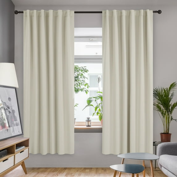 Deconovo Room Darkening Curtains Back Tab and Rod Pocket Curtains Thermal Insulated Blackout Curtains for Bedroom 52x72 inch Light Beige Set of 2