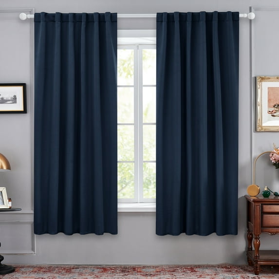 Deconovo Room Darkening Curtains Back Tab and Rod Pocket Curtains Thermal Insulated Blackout Curtains for Bedroom 52x72 inch Navy Blue Set of 2