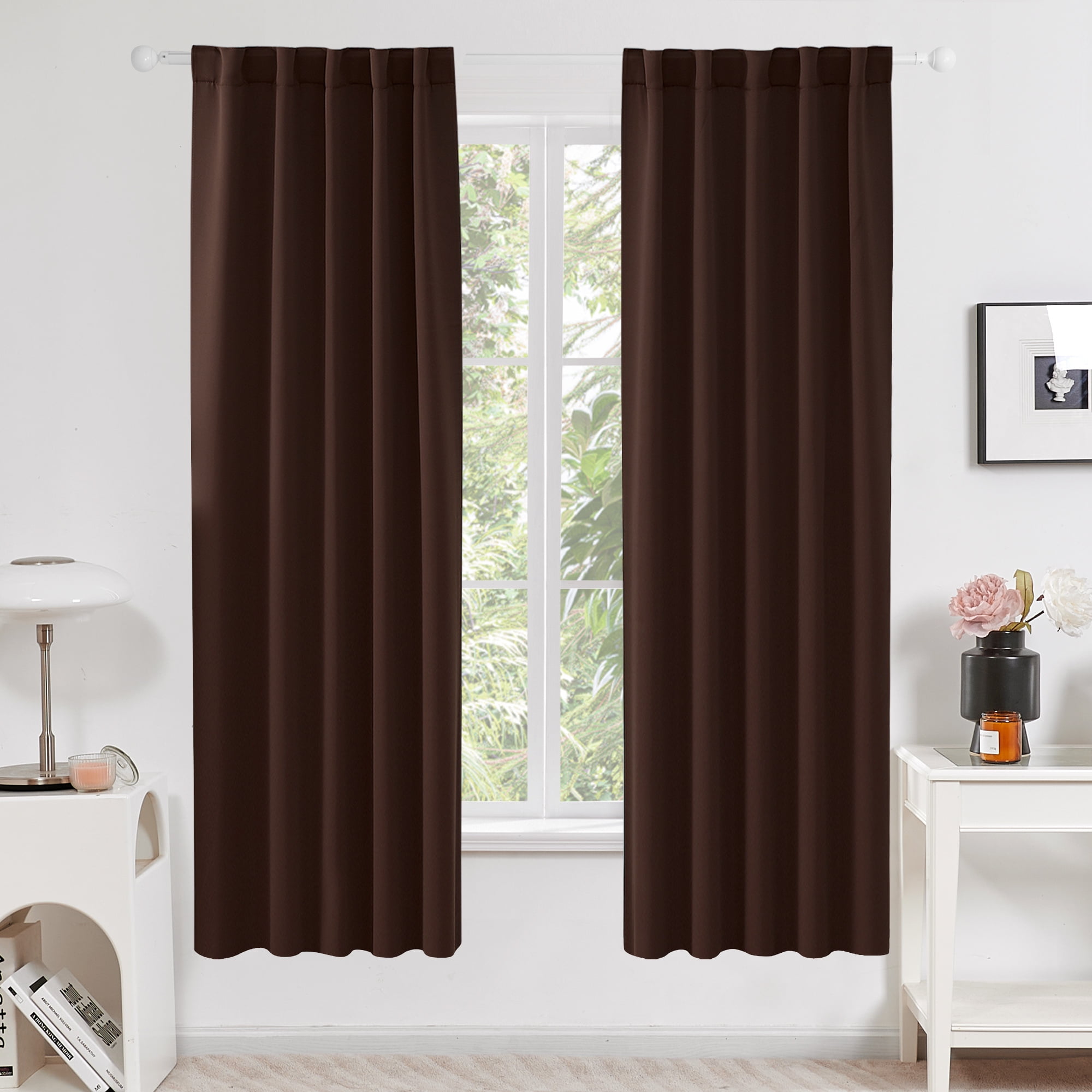 Deconovo Back Tab and Rod Pocket Blackout Curtains Room Darkening Thermal  Insulated Curtains 38x84 inch Black Set of 2 Panels