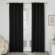 Deconovo Room Darkening Curtains Blackout Curtain Rod Pocket Window Curtain for Living Room 52 x 84 inch Black Set of 2