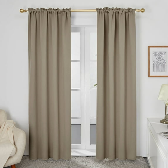 Deconovo Room Darkening Curtains Blackout Curtain Rod Pocket Window Curtain for Living Room 52 x 84 inch Khaki Set of 2