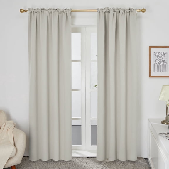 ZOPZO Room Darkening Curtains Blackout Curtain Rod Pocket Window Draperies for Living Room 52 x 84 inch Light Beige Set of 2, Curtains