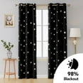 thumbnail image 1 of Deconovo Room Darkening Curtains Foil Print Blackout Curtain Energy Saving Window Treatment Drapes for Living Room,42x84 inch,Black,Set of 2, 1 of 6