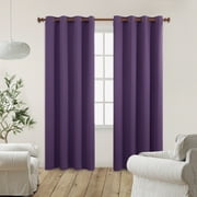 Deconovo Room Darkening Curtains Grommet Curtain Panels Thermal Insulated Blackout Curtains for Bedroom 55Wx84L inch Purple Grape 2 Panels