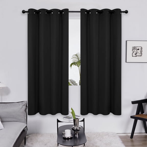 ZOPZO Room Darkening Curtains Pack of 2, Noise Reducing, Black, 52W x 72L Inch, Energy Saving Thermal Insulated Window Treatment for Living Room