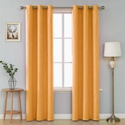 Deconovo Room Darkening Curtains Thermal Insulated Blackout Curtains for Living Room, Wave Line and Dots Pattern (Set of 2 Panels, 42" x 84", Orange Flame)