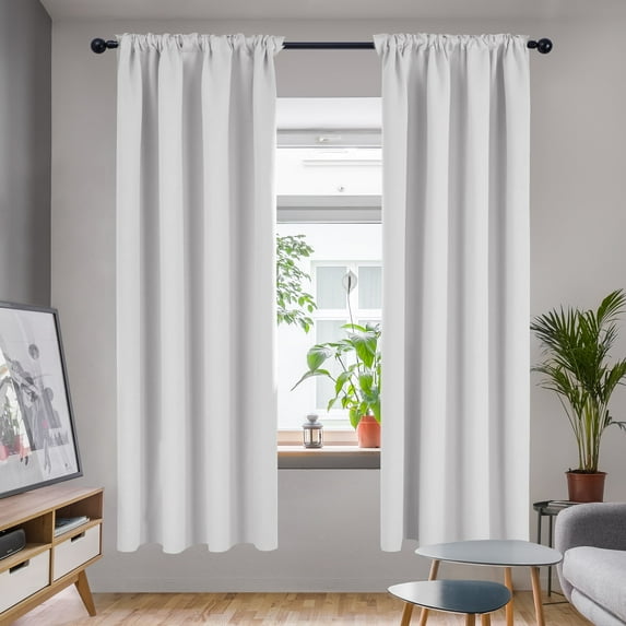 Deconovo Thermal Insulated Room Darkening Curtains 2 Panels, Noise Reducing Curtains and Drapes for Bedroom 42W x 72L inch Grayish White