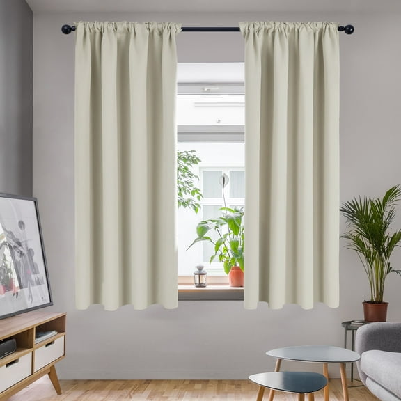 Deconovo Room Darkening Curtains Thermal Insulated Curtains and Drapes for Nursery 42W x 63L inch Light Beige 2 Panels