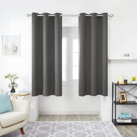 Deconovo Room Darkening Curtains for Bedroom Thermal Insulated Solid Blackout Curtain for Kitchen 42x45 inch Light Grey Set of 2