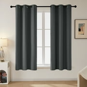 Deconovo Room Darkening Grommet Window Bedroom Panels Set of 2 Thermal Insulated Noise Cancelling Dark Grey Blackout Curtains for Bedroom 42x63 inch
