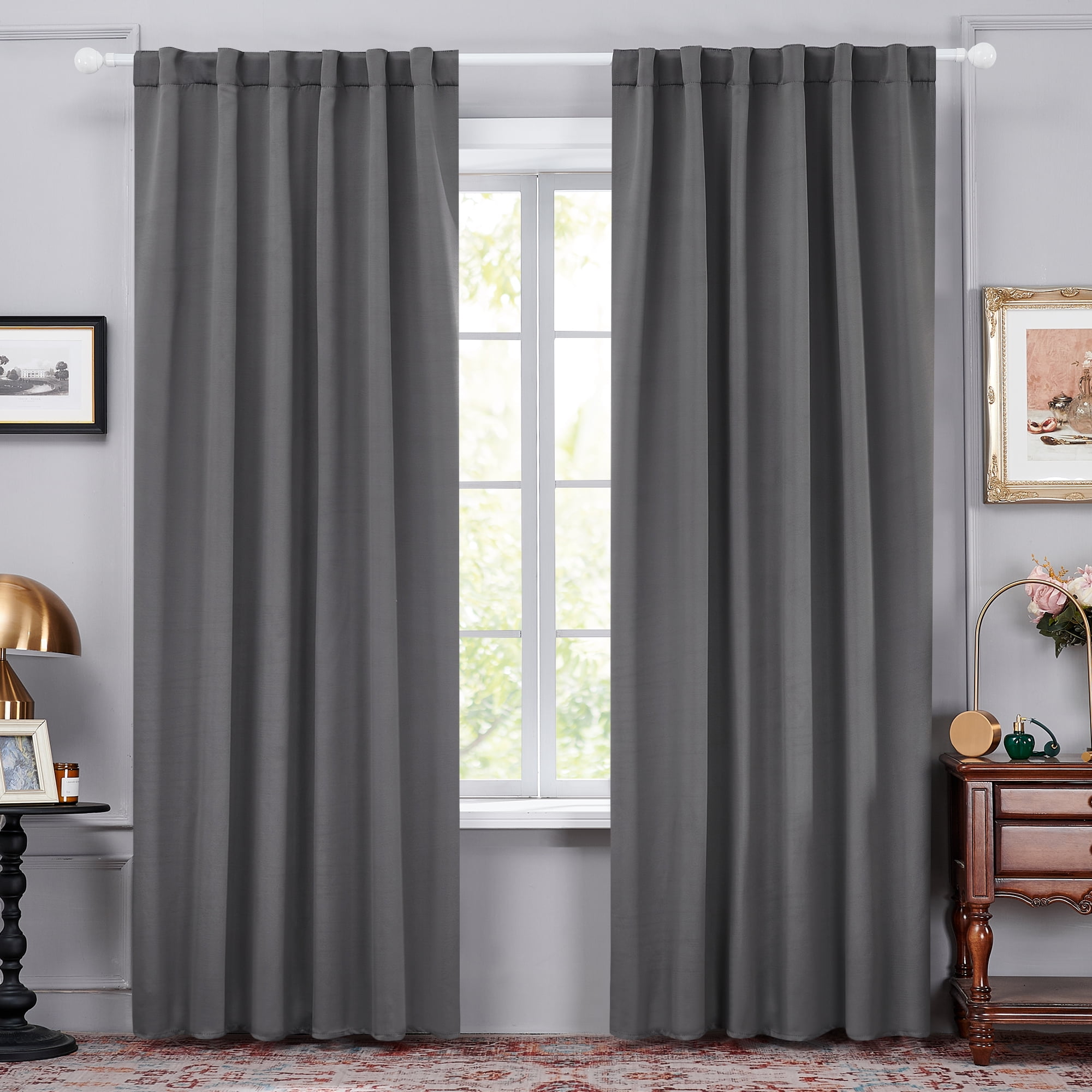 Deconovo 52x84 inch Dark Gray Blackout Curtains, Thermal Insulated