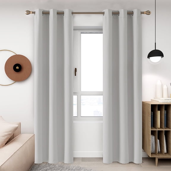 Deconovo Room Darkening Curtains 84 inch Length, Thermal Insulated Solid Grommet Curtains for Bedroom (Silver Gray, 42"x84", 2 Panels)
