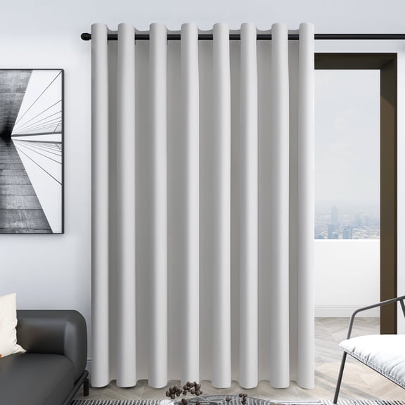 Deconovo Wide Room Darkening Patio Door Curtains, 100W x 95L Noise Reducing Sliding Door Curtains for Department/Office/Hotel, Silver Gray, 1 Panel