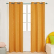 Deconovo Blackout Curtains Silver Star Print Thermal Insulated Blackout Curtain 42 x 84 inch Beige 2 Panels