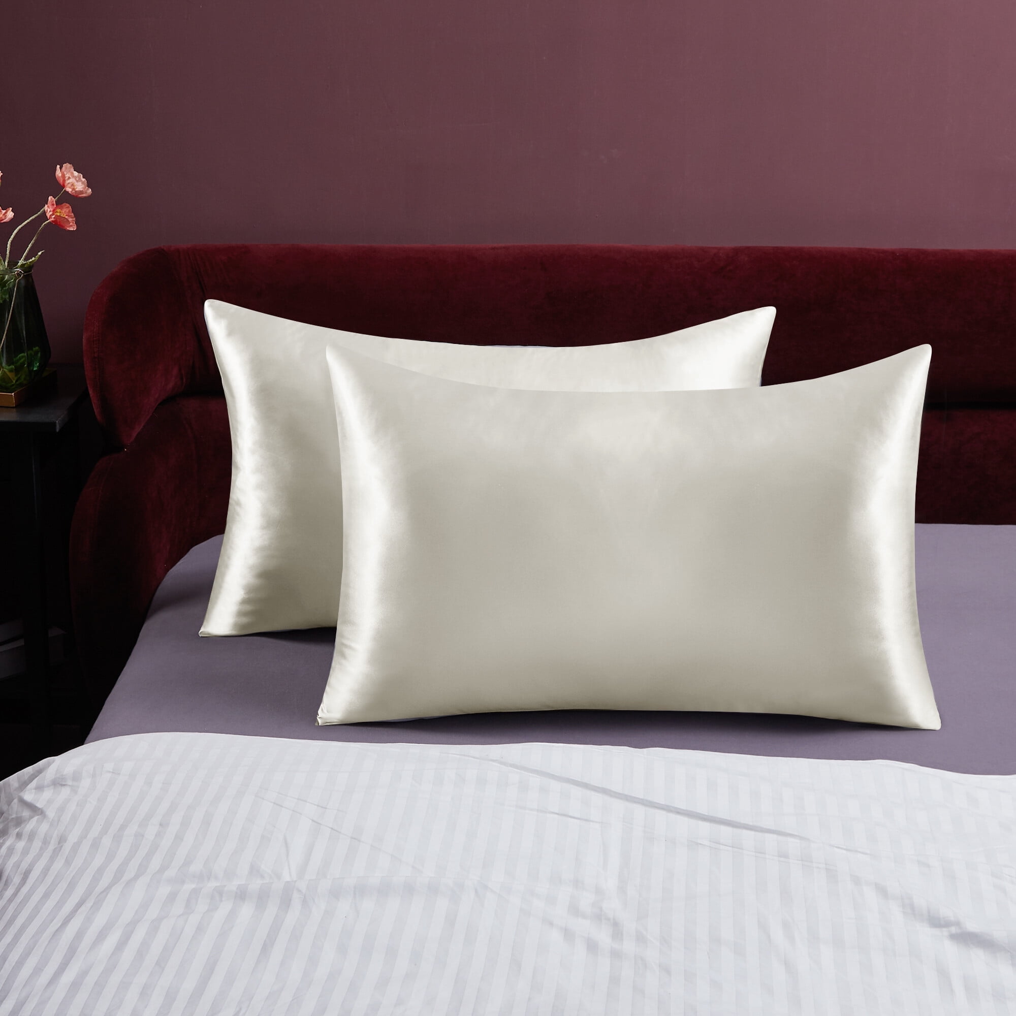 Deconovo Satin Pillow Cases Hair & Skin Silk Covers, Envelope Closure