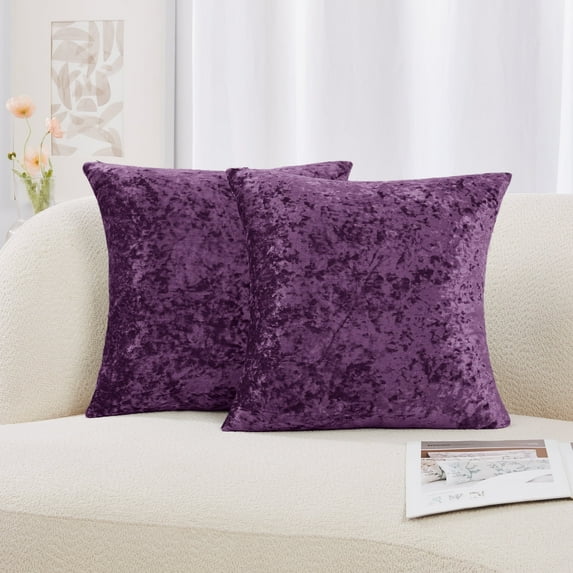 Deconovo Set of 2 Couch Pillow Covers 20x20, Decorative Square Throw Pillow Covers Velet Cushion Covers for Bedding, Dark Purple