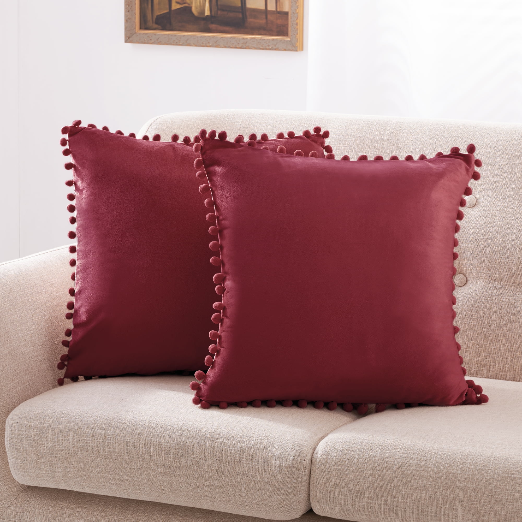 https://i5.walmartimages.com/seo/Deconovo-Set-of-2-Decorative-Throw-Pillow-Covers-24x24-inch-Soft-Square-Velvet-Pillow-Case-with-Pom-Poms-for-Couch-Sofa-Bedroom-Wine-Red_21bd6502-9f48-4878-94c0-d690bf06cf46.42381bda580f7f360a7f07350284bf8f.jpeg