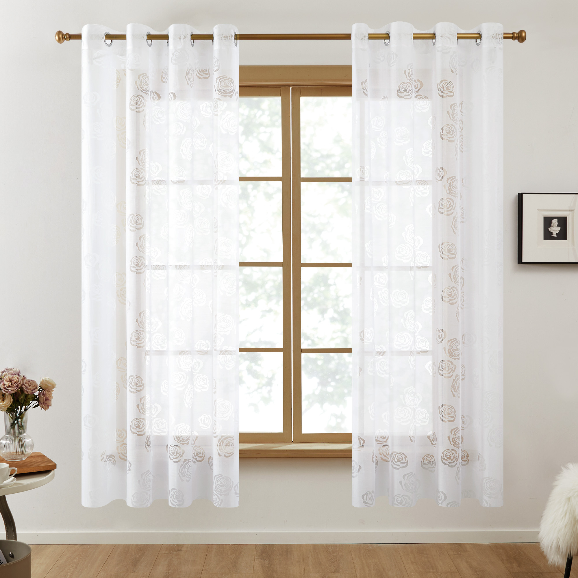 Deconovo Sheer Curtains Voile Grommet Curtains for Bedroom 52