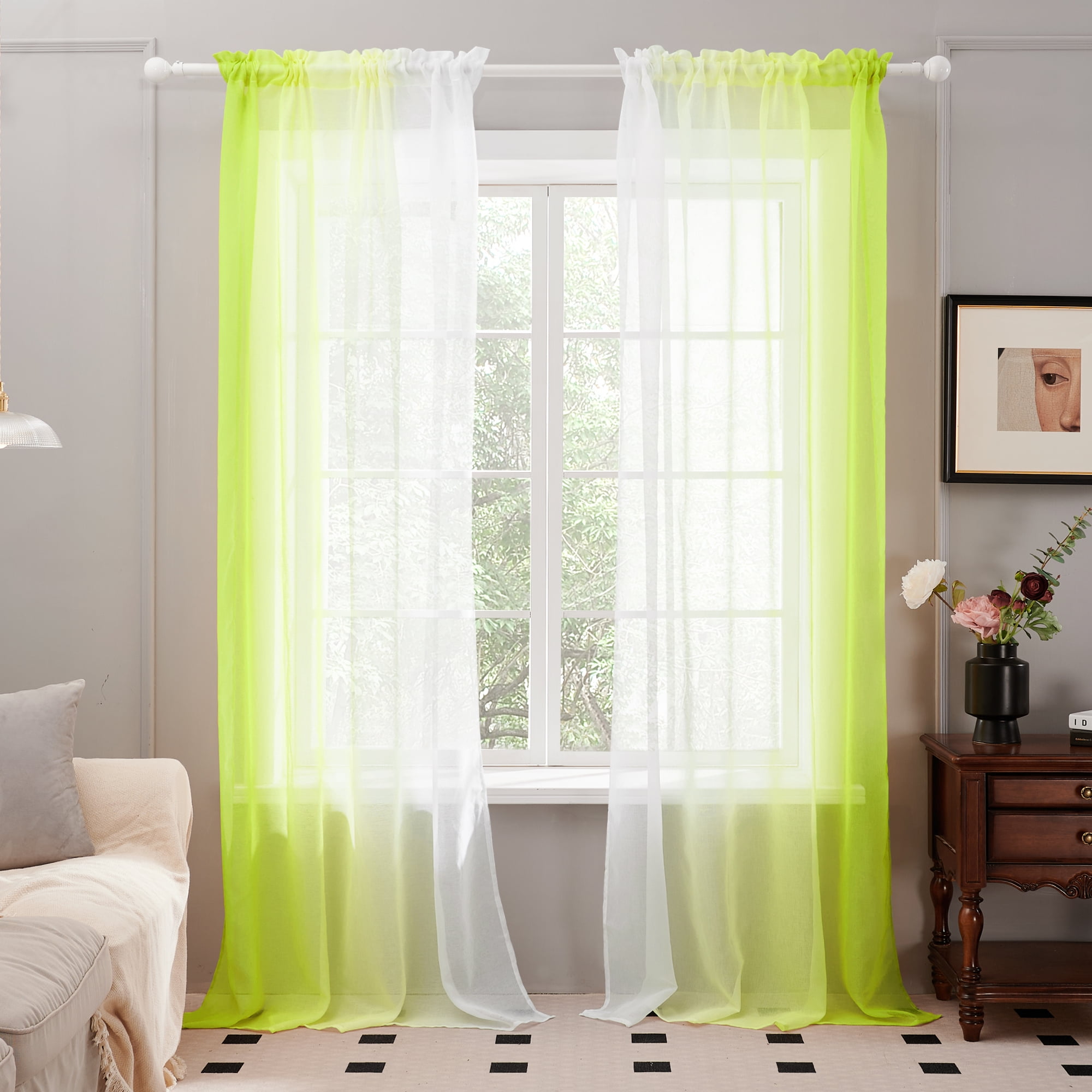 Deconovo Sheer Curtains Voile Semi Sheer Curtains for Bedroom Rod