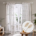 thumbnail image 1 of Deconovo Sheer Curtains for Living Room Sliding Glass Door, Spring Leaf Embroidered Floral Voile Curtain Panels, 108 Inch Long, Beige, 2 Panels, Each 52x108 in, 1 of 7