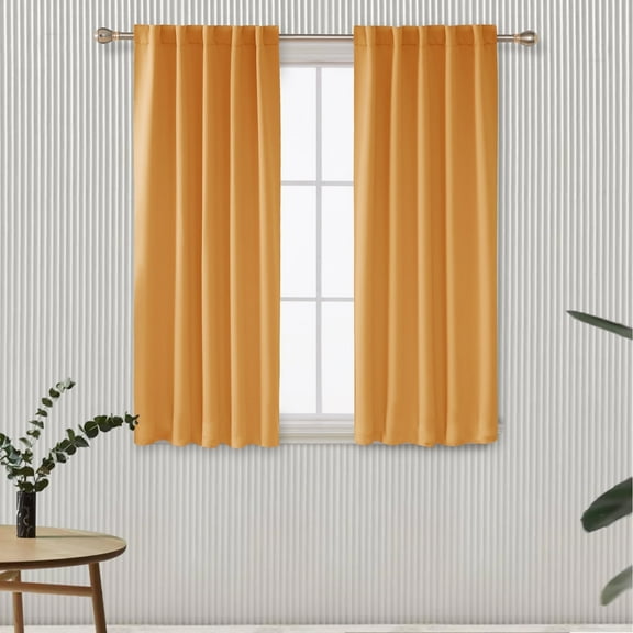 Deconovo Short Blackout Curtains for Small Windows Rod Pocket and Back Tab Curtains (42"x45", Orange Flame, 2 Panels)