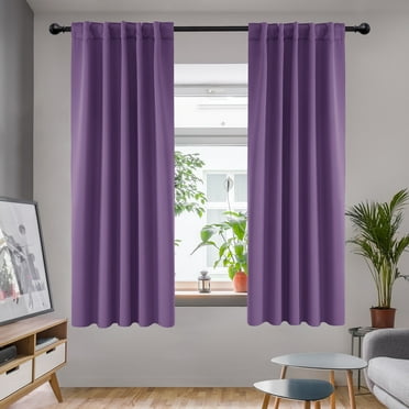 Deconovo Short Blackout Curtains for Small Windows Rod Pocket and Back Tab Curtains (42"x45", Purple Grape, 2 Panels)