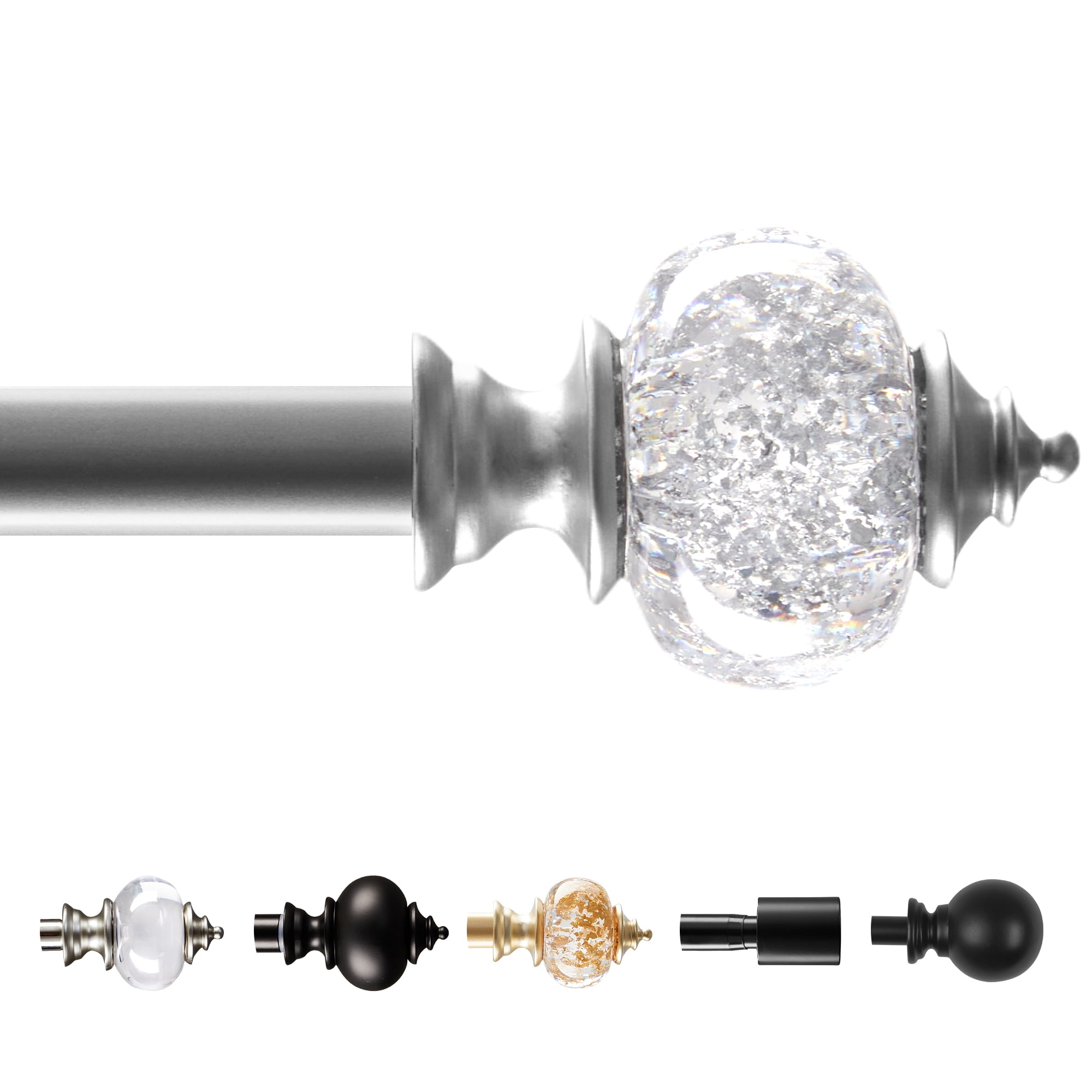 Deconovo Silver Curtain Rods for Windows 66 to 120", 3/4" Adjustable