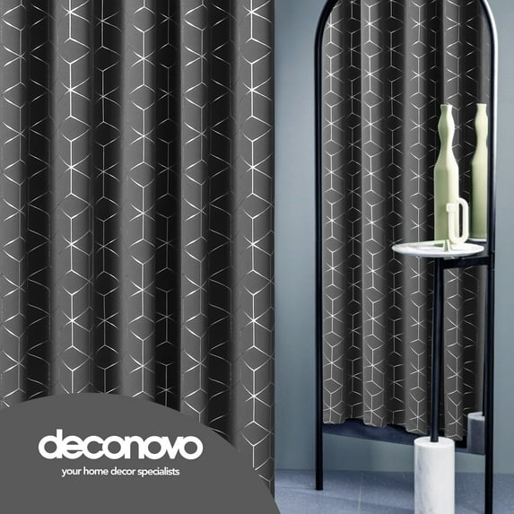 Deconovo Silver Diamond Foil Print Blackout Curtains Room Darkening Thermal Insulated Curtain Panels Grommets for Living Room Light Grey 52x63 Inch 2 Panels