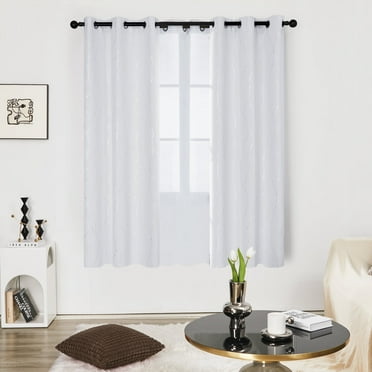 Deconovo Silver Printed Blackout Curtains - 2 Panels, Wave Dots Pattern, Grommet Top, 42"x63", Thermal Insulated Drapes for Bedroom & Living Room, Silver Gray