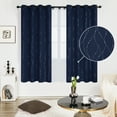 thumbnail image 1 of Deconovo Silver Printed Blackout Curtains - 2 Panels, Wave Dots Pattern, Grommet Top, 52"x63", Thermal Insulated Drapes for Bedroom & Living Room, Navy Blue, 1 of 10