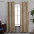 thumbnail image 1 of Deconovo Silver Wave Foil Print Blackout Curtain for Living Room, 42W x 84L inch, 2 Panels, Khaki, 1 of 6