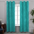 thumbnail image 1 of Deconovo Silver Wave Foil Print Blackout Curtains Grommet Light Blocking Curtain Room Darkening Noise Reducing Window Draperies for Living Room 42W x 84L inch Set of 2 Panels Turquoise, 1 of 6