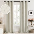 thumbnail image 1 of Deconovo Silver Wave Foil Print Blackout Curtains for Living Room, Set of 2, 42x84 inch, Light Beige, 1 of 8