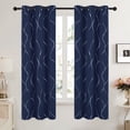 thumbnail image 1 of Deconovo Silver Wave Foil Printed Blackout Curtains for Bedroom, Set of 2, 42x74 inch, Navy Blue, 1 of 7