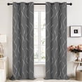 thumbnail image 1 of Deconovo Silver Wave Foil Printed Blackout Curtains for Living Room，2 Panels, 42x84 inch, Light Gray, 1 of 7