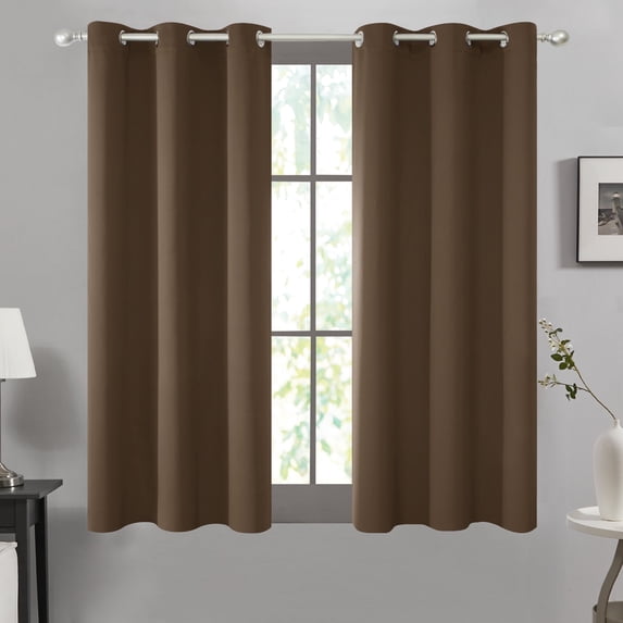 ZOPZO Noise Reducing Blackout Curtain, Room Darkening , Brown, 42W x 63L Inch, Energy Saving, Single Panel Window Curtain
