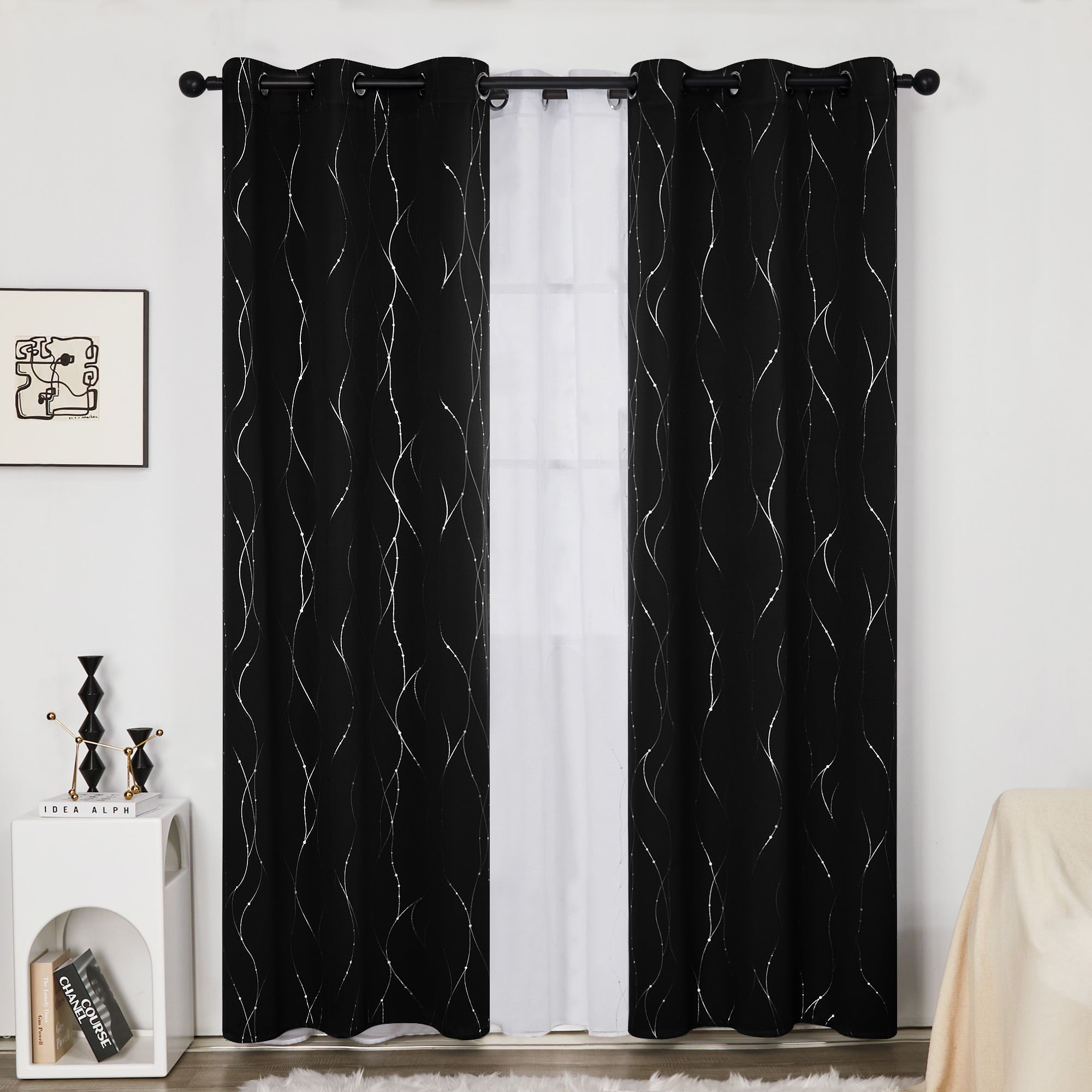 Deconovo Sliding Door Curtains 108 inch Long, Thermal Insulated