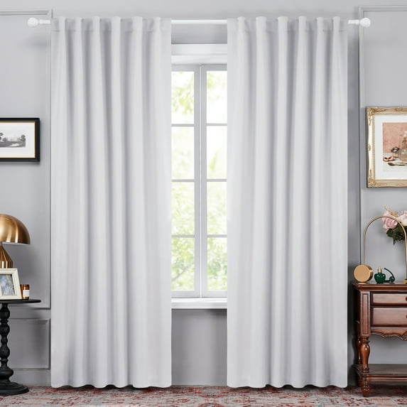 Deconovo Solid Back Tab and Rod Pocket Curtains Blackout Curtains Thermal Insulated Drapes and Curtains for Bedroom 52x95 inch Light Silver Gray 2 Panels
