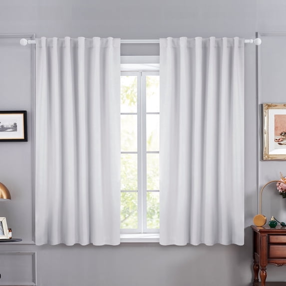 Deconovo Solid Back Tab and Rod Pocket Curtains Thermal Insulated Blackout Window Curtains for Kitchen 52x54 inch Light Silver Gray 2 Panels
