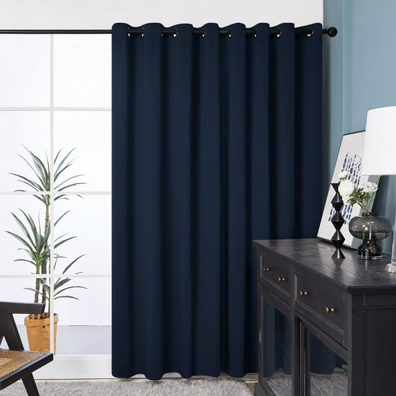 Deconovo Solid Blackout Curtains for Sliding Door 100 x 84 inch, Room Divider Curtains, Grommet Thermal Curtain Panel (Navy Blue, 1 Peice)