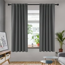 Deconovo Solid Blackout Curtains for Bedroom Back Tab Thermal Curtain Panels Set of 2, 42"x 63", Gray