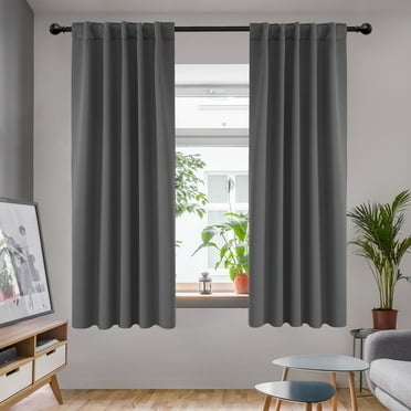 Deconovo Solid Blackout Curtains for Bedroom Back Tab Thermal Curtain Panels Set of 2, 42"x 63", Gray