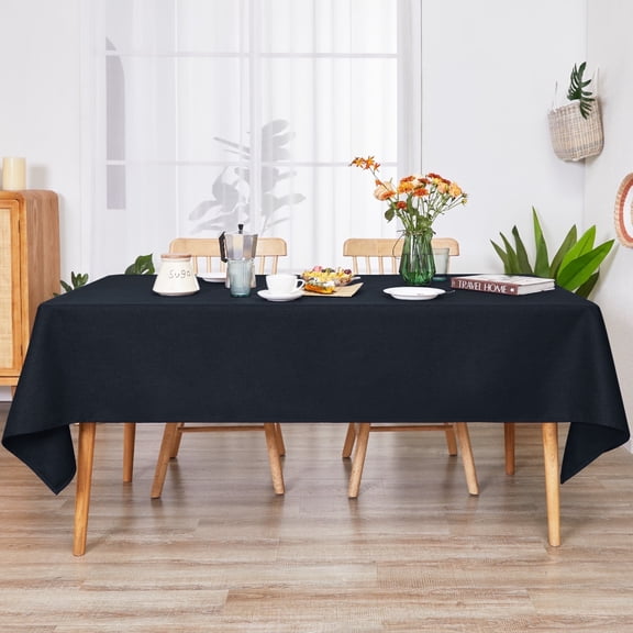 Deconovo Spill-Resistant Rectangle Tablecloth, Wrinkle-Resistant Polyester Table Cover, 54 x 72 Inch, Mocha Black